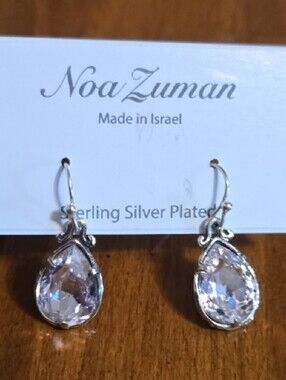 Sterling Silver Plate Pale Pink Teardrop Drop Earrings